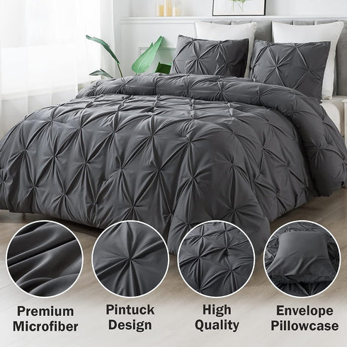 Marquis Luxurious Pinch Pleated All-Season Comforter With  Pillow Shams